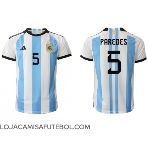 Camisa de Futebol Argentina Leandro Paredes #5 Equipamento Principal Mundo 2022 Manga Curta